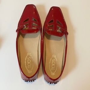 Tod’s Red Patent Leather Driving Shoes